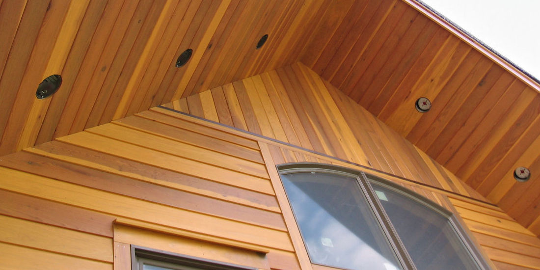 redwood near clear sap b grade 1x8 bevel siding timberframe home in NY
