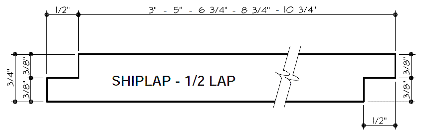 WWPA - SHIPLAP SQUARE EDGE 1/2 LAP PATTERN WWPA - SHIPLAP SQUARE EDGE 1/2 LAP PATTERN