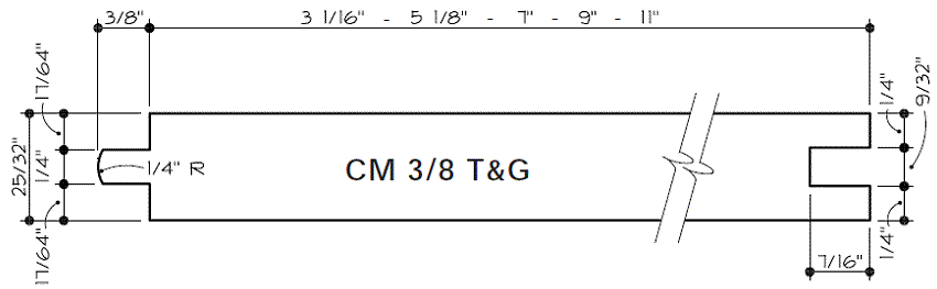 WWPA - T&G CM Rough Butt Joint 3-8 TNG PATTERN 