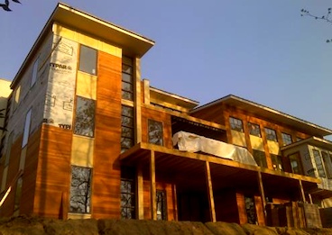 Redwood Siding - SAP B grade 1x6 Tongue & Groove Flush Joint Profile Olympic 717 Redwood semi-trans stain Redwood Siding - SAP B grade 1x6 Tongue & Groove Flush Joint Profile Olympic 717 Redwood semi-trans stain