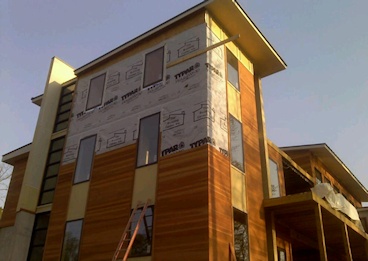 Redwood Siding - SAP B grade 1x6 Tongue & Groove Flush Joint Profile Olympic 717 Redwood semi-trans stain Redwood Siding - SAP B grade 1x6 Tongue & Groove Flush Joint Profile Olympic 717 Redwood semi-trans stain