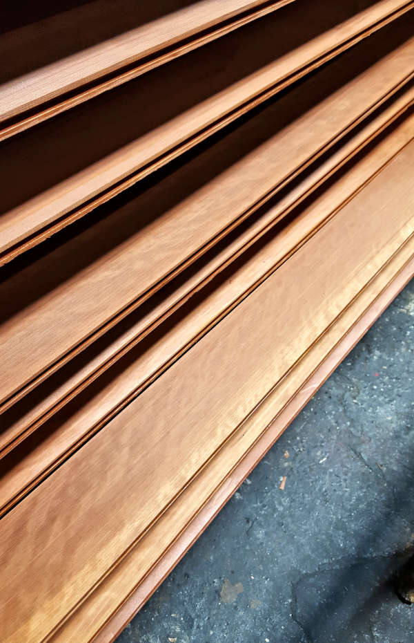 Redwood Siding siding T&G SAP B Near Clear Grade on Mill Drying Rack
