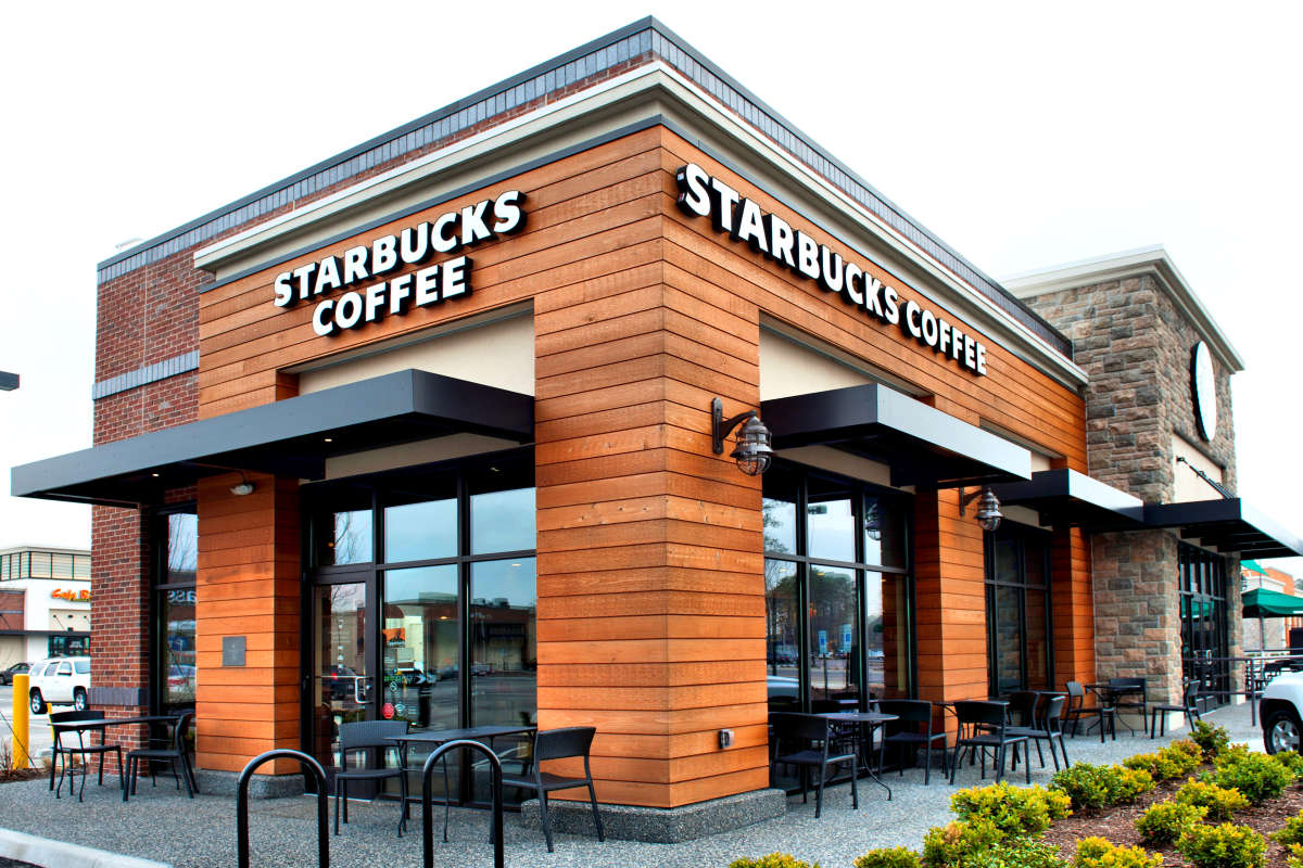 VIRGINIA SHOPPING CENTER:  1x8 Shiplap Nickel Gap Near Clear Red Cedar Siding with Timber Accents – All Factory Finished with Semi-Transparent Oil-Based Stain